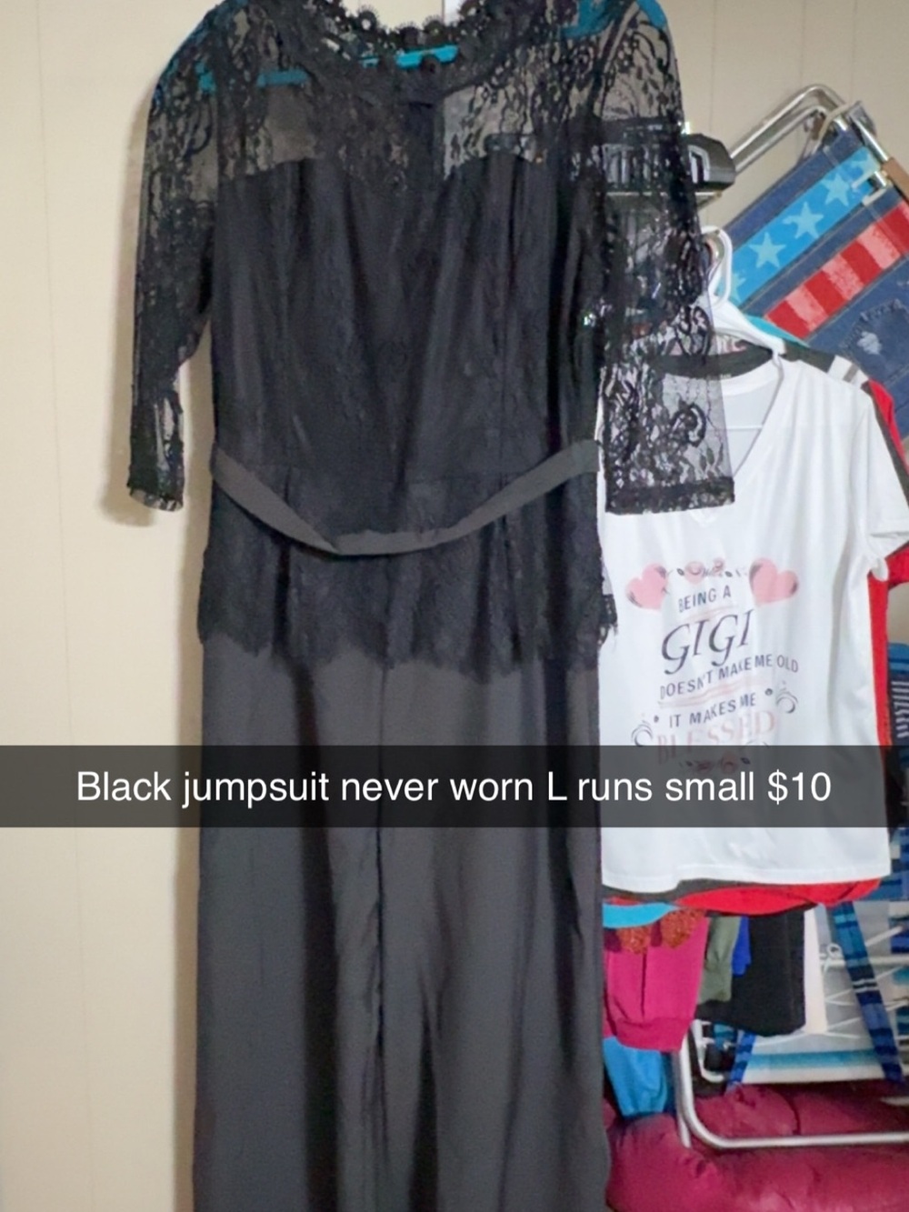 Black Lace Top Jumpsuit - Women's
